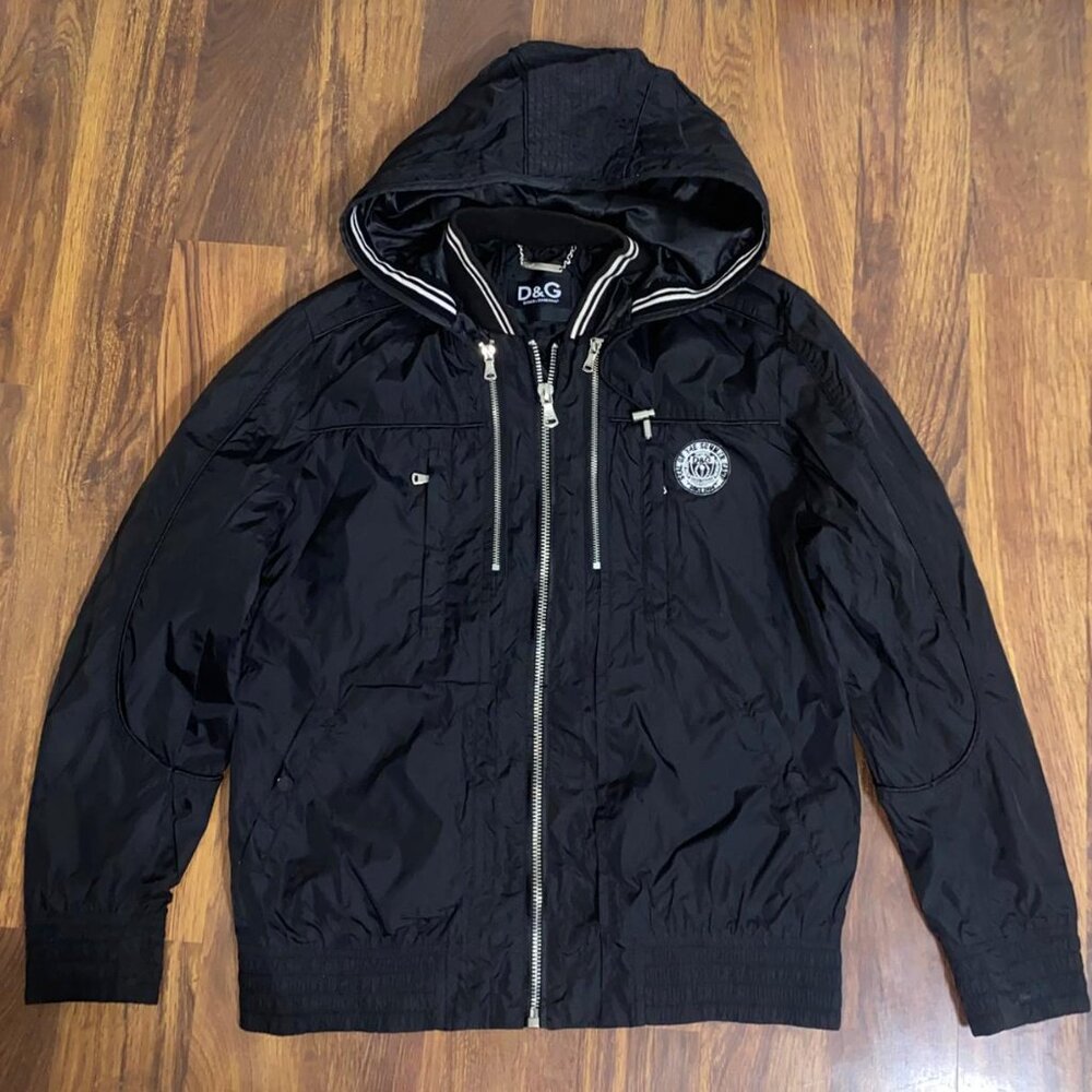 DOLCE & GABBANA Jacket Black Hooded Full Zip Men Bomber Fits M